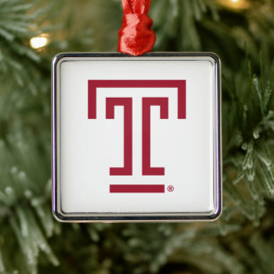 Temple University   Temple T Metal Ornament