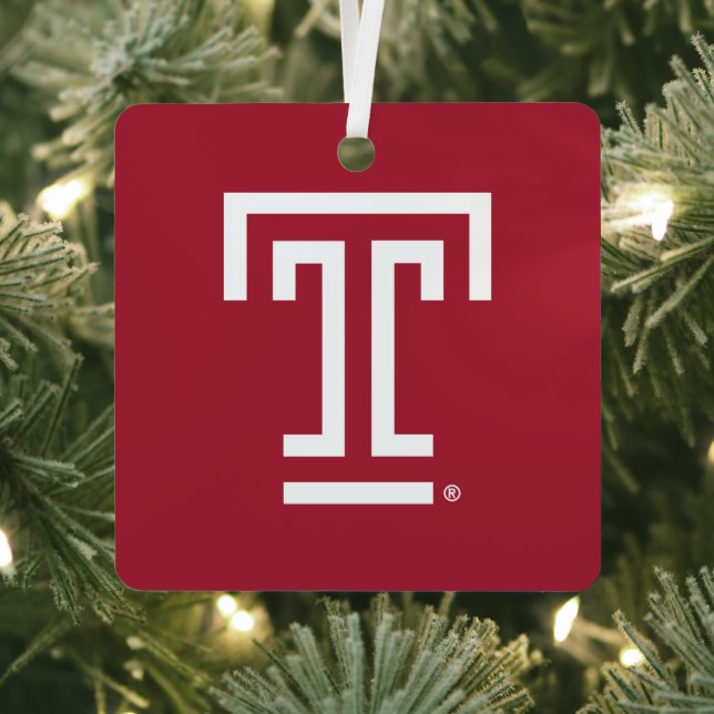 Temple University | Temple T Metal Ornament (Insitu)