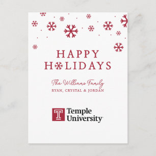 Temple University Temple University Wordmark Holiday Postcard