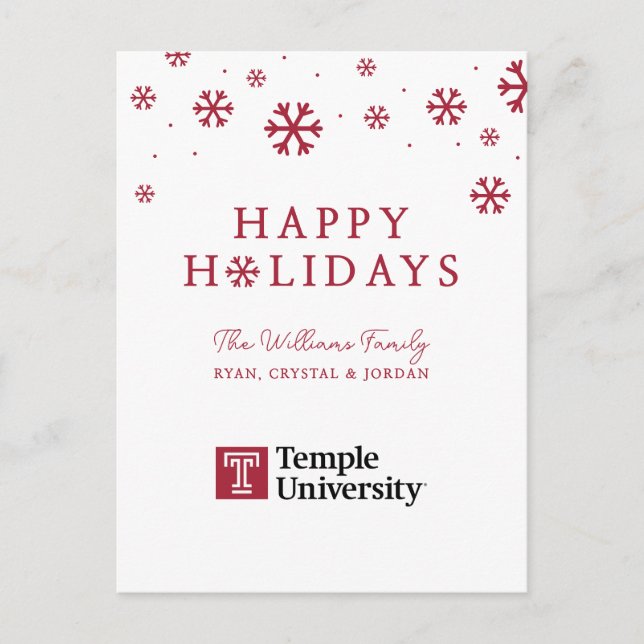 Temple University | Temple University Wordmark Holiday Postcard (Front)