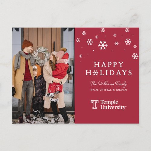 Temple University  Temple University Wordmark Holiday Postcard