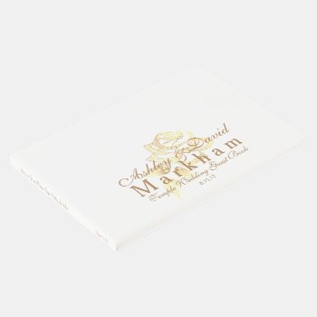 Temple Wedding Guest Book-white With Golden Rose Guest Book by photographybydebbie at Zazzle