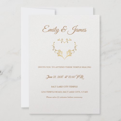 Temple Wedding Invitation_Fancy Gold Heart Invitat Invitation