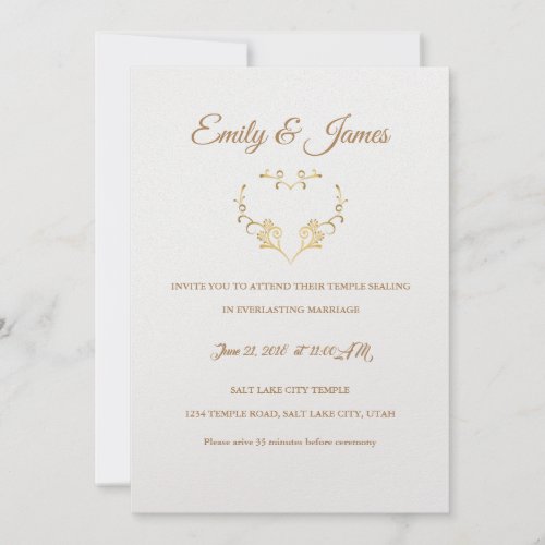 Temple Wedding Invitation_Fancy Gold Heart Invitat Invitation