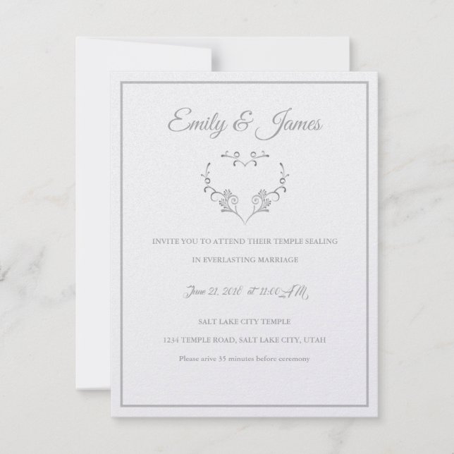 Temple Wedding Invitation-Fancy Heart Invitation (Front)