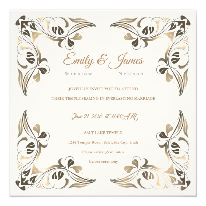 Temple Wedding Invitation Fancy Leaf Borders | Zazzle.com