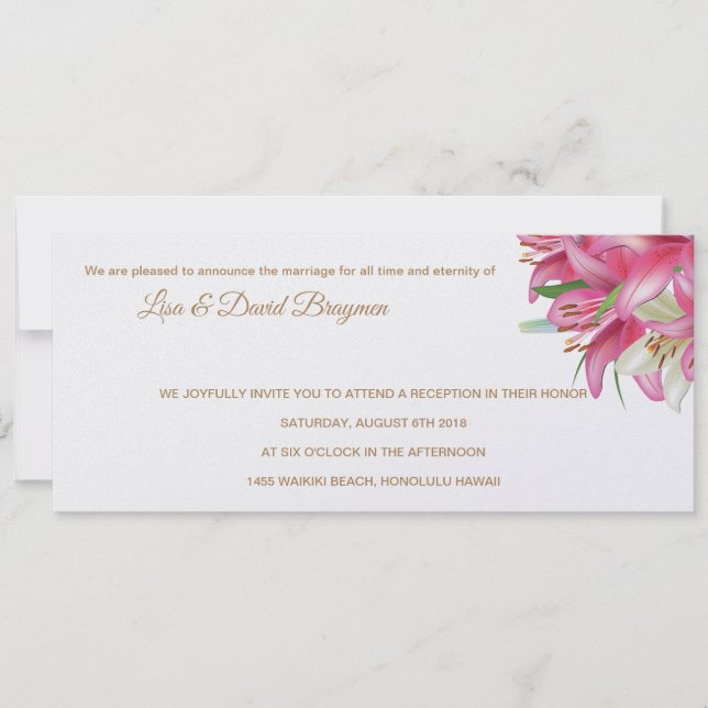 Temple Wedding Invitation Reception Card (Front)
