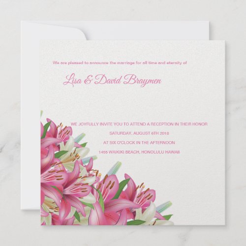 Temple Wedding Invitation Reception Card_Lilies