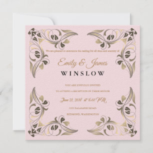 Temple Wedding Reception Card Fancy Leaf Borders