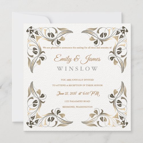 Temple Wedding Reception Card Fancy Leaf Borders