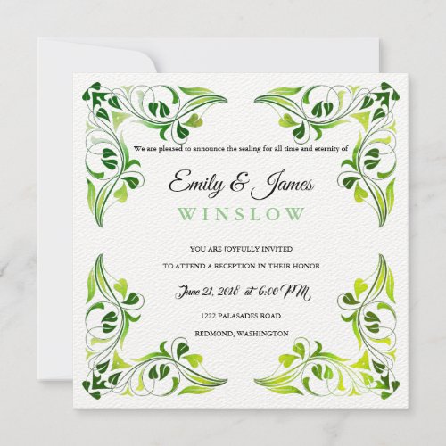 Temple Wedding Reception Card Fancy Leaf Borders