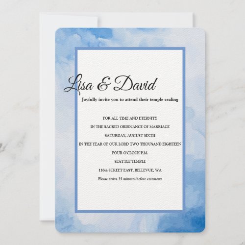 Temple Wedding  Reception Invite_Blue Watercolor Invitation