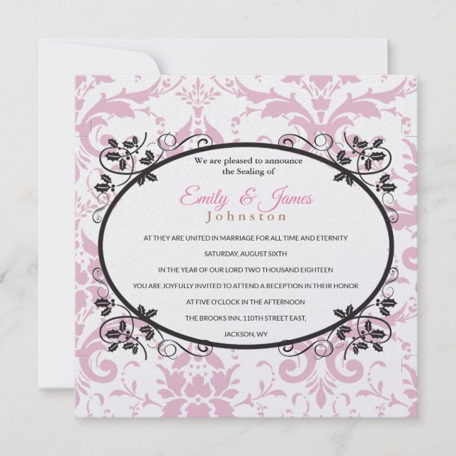 Temple Wedding Reception Invite Pink Coronation (Front)