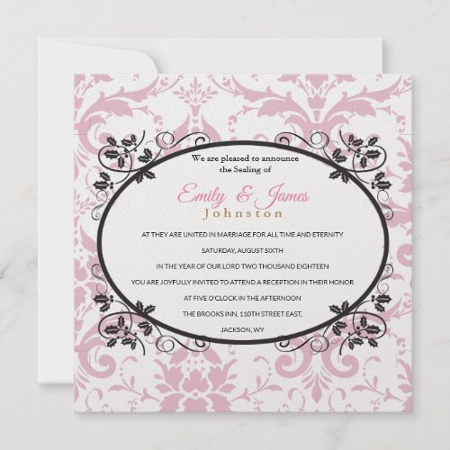 Temple Wedding Reception Invite Pink Coronation