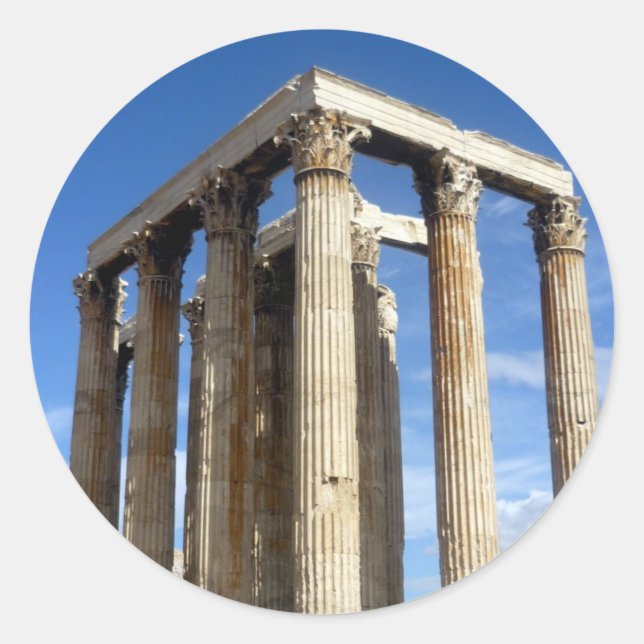 temple zeus classic round sticker (Front)