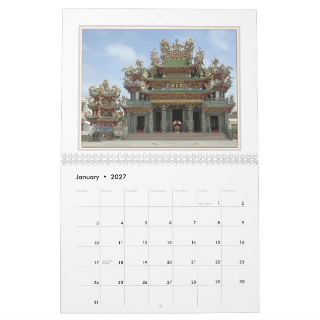 Temples of Taiwan Calendar (Jan 2027)