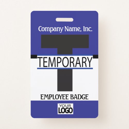 Temporary Employee Badge with your Logo _ Blue