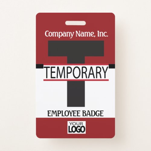 Temporary Employee Badge with your Logo _ Dark Red