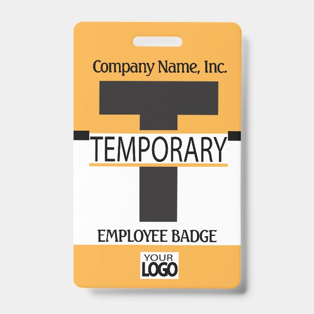 Temporary Employee Badge with your Logo - Gold (Front)