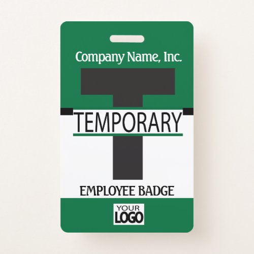 Temporary Employee Badge with your Logo _ Green