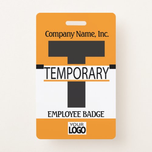 Temporary Employee Badge with your Logo _ Orange