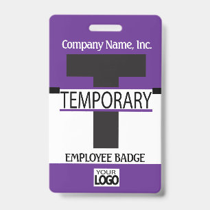 Temporary Employee Badge with your Logo - Purple