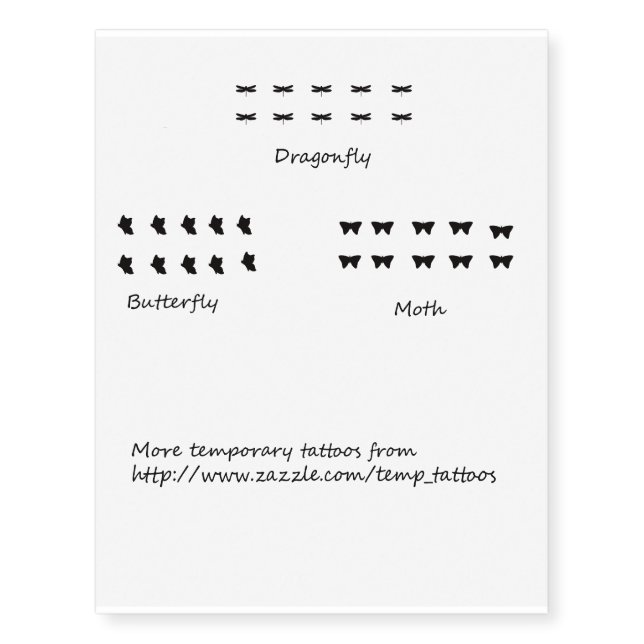 Temporary finger tattoo - Flying insect collection (Front)