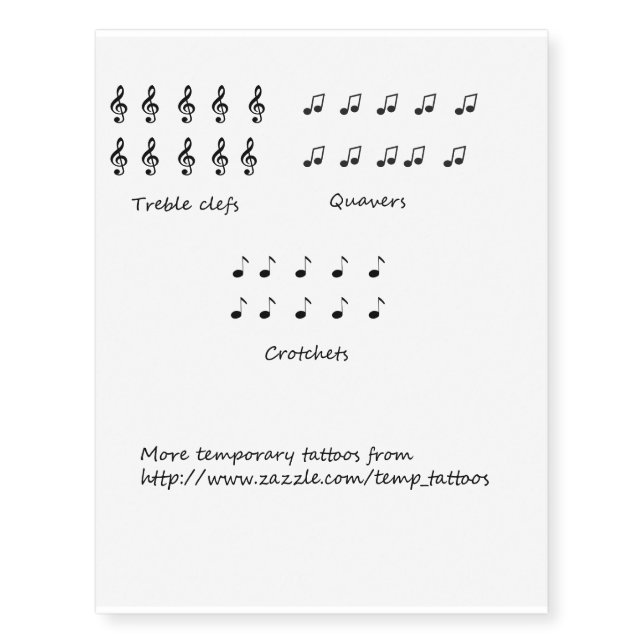 Temporary finger tattoos - Music Notes (Front)