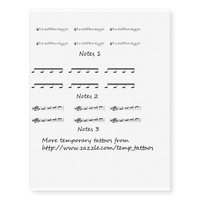 Temporary finger tattoos - Musical notes (Front)