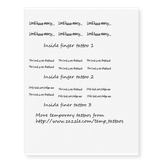 Temporary finger tattoos - Religious quotes (Front)