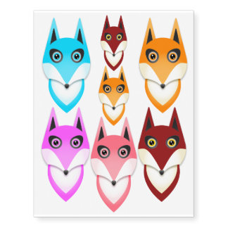 Temporary fox tattoos in a variety of colors