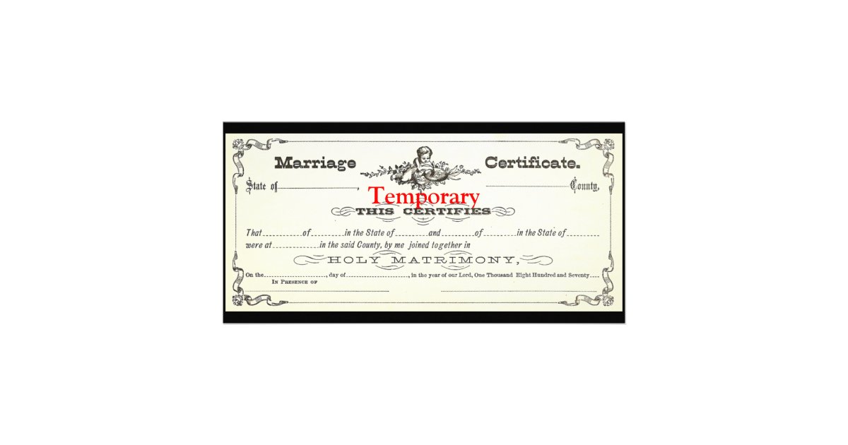 Temporary Marriage Certificate Card Zazzle Temporary Marriage Certificate Card Zazzle