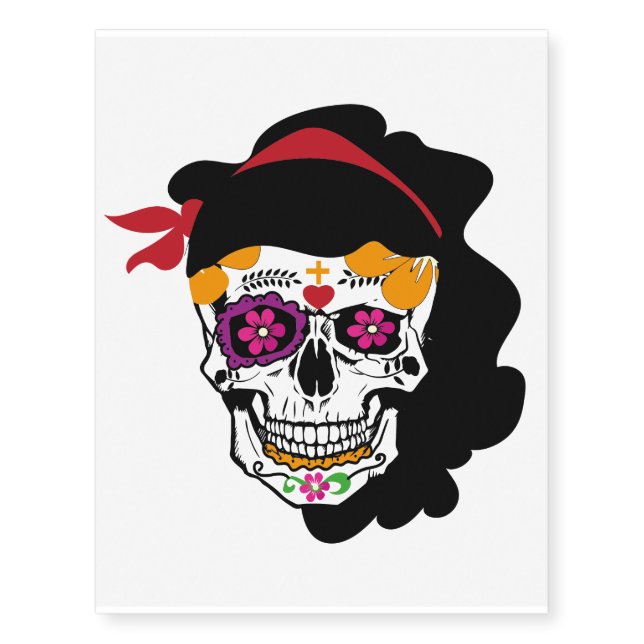 Temporary Mexican skull tattoo (Front)