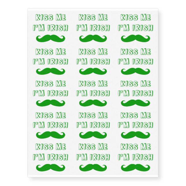 Temporary St Patricks Day tattoos Kiss Me Im Irish (Front)