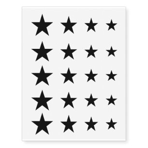 Temporary star tattoos in different sizes or color
