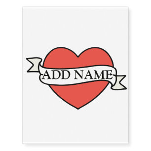 Temporary tattoo of lovers name with heart