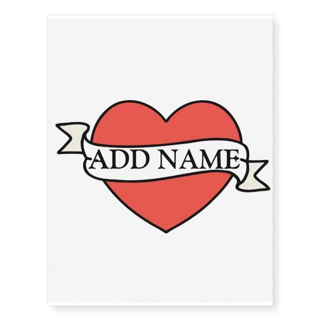 Temporary tattoo of lovers name with heart  (Front)