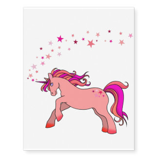 TEMPORARY TATTOO - Pink Unicorn with Stars