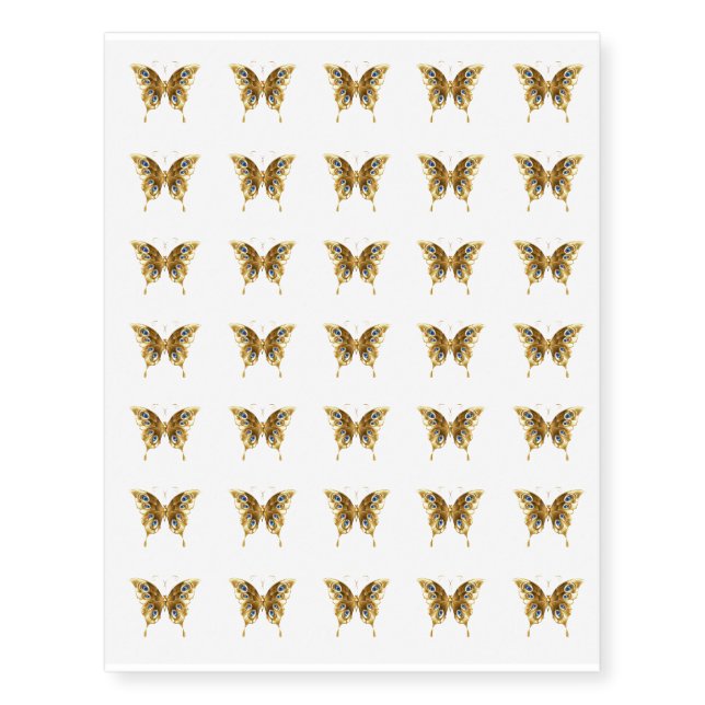 Temporary Tattoo Sheet-Gold Butterflies (Front)