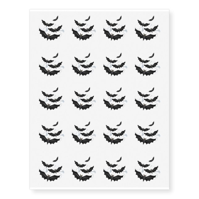 Temporary Tattoo Sheet-Halloween Bats (Front)