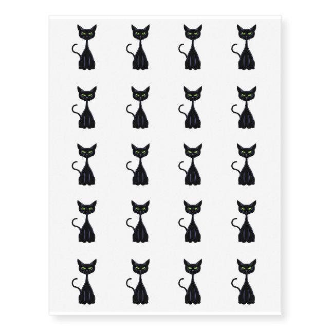 Temporary Tattoo Sheet-Halloween Black Cat (Front)