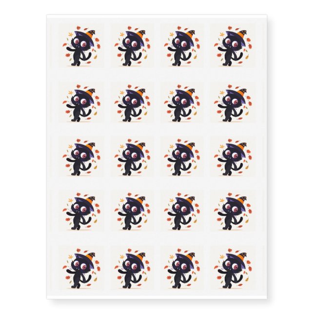 Temporary Tattoo Sheet-Halloween Cat (Front)