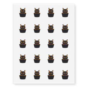 Temporary Tattoo Sheet-Halloween Cat Cupcake