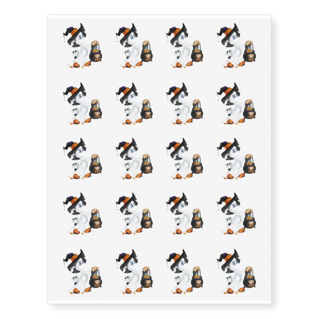 Temporary Tattoo Sheet-Halloween Ghost (Front)