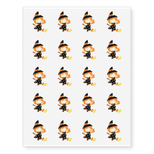 Temporary Tattoo Sheet-Halloween Little Witch