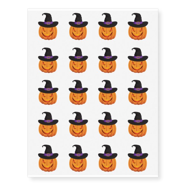 Temporary Tattoo Sheet-Halloween Pumpkin (Front)