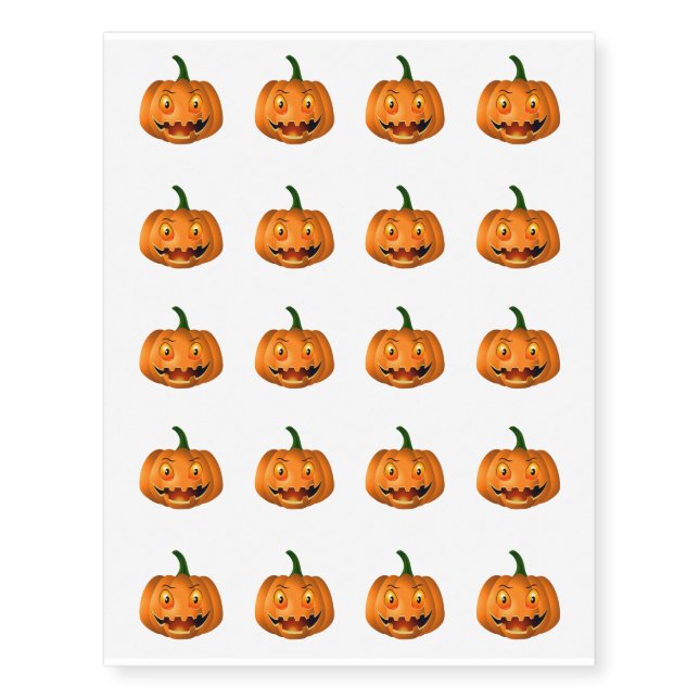 Temporary Tattoo Sheet-Halloween Pumpkin (Front)