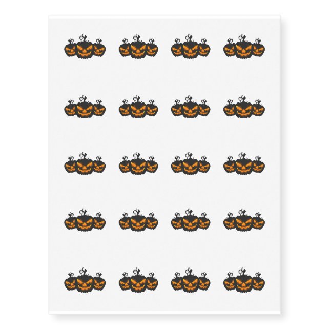 Temporary Tattoo Sheet-Halloween Pumpkins (Front)