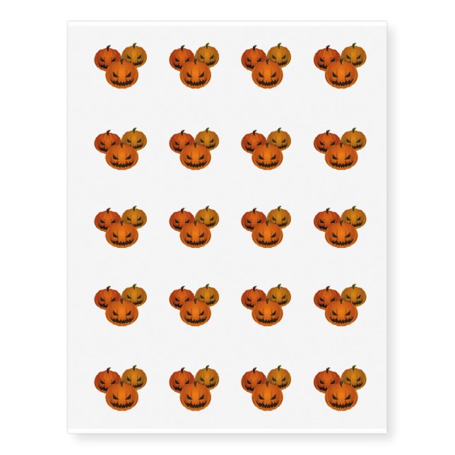 Temporary Tattoo Sheet-Halloween Pumpkins (Front)