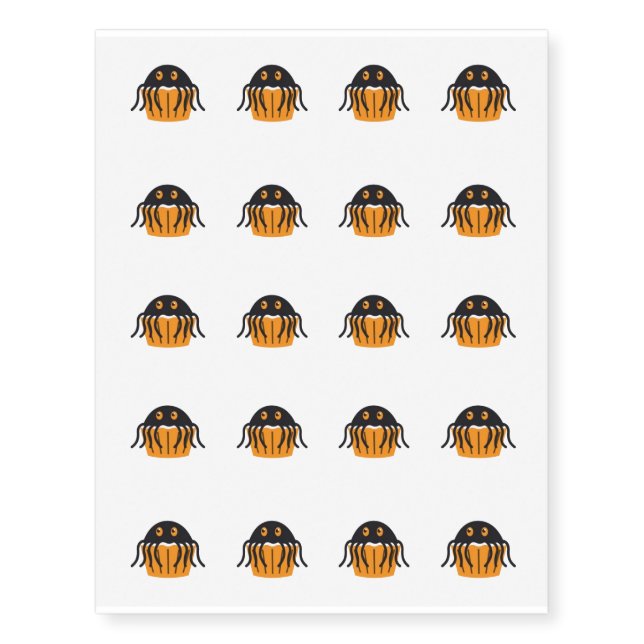 Temporary Tattoo Sheet-Halloween Spider Cupcake (Front)